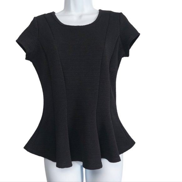 Iz Byer Black Stretch Peplum Shirt - Picture 2 of 5